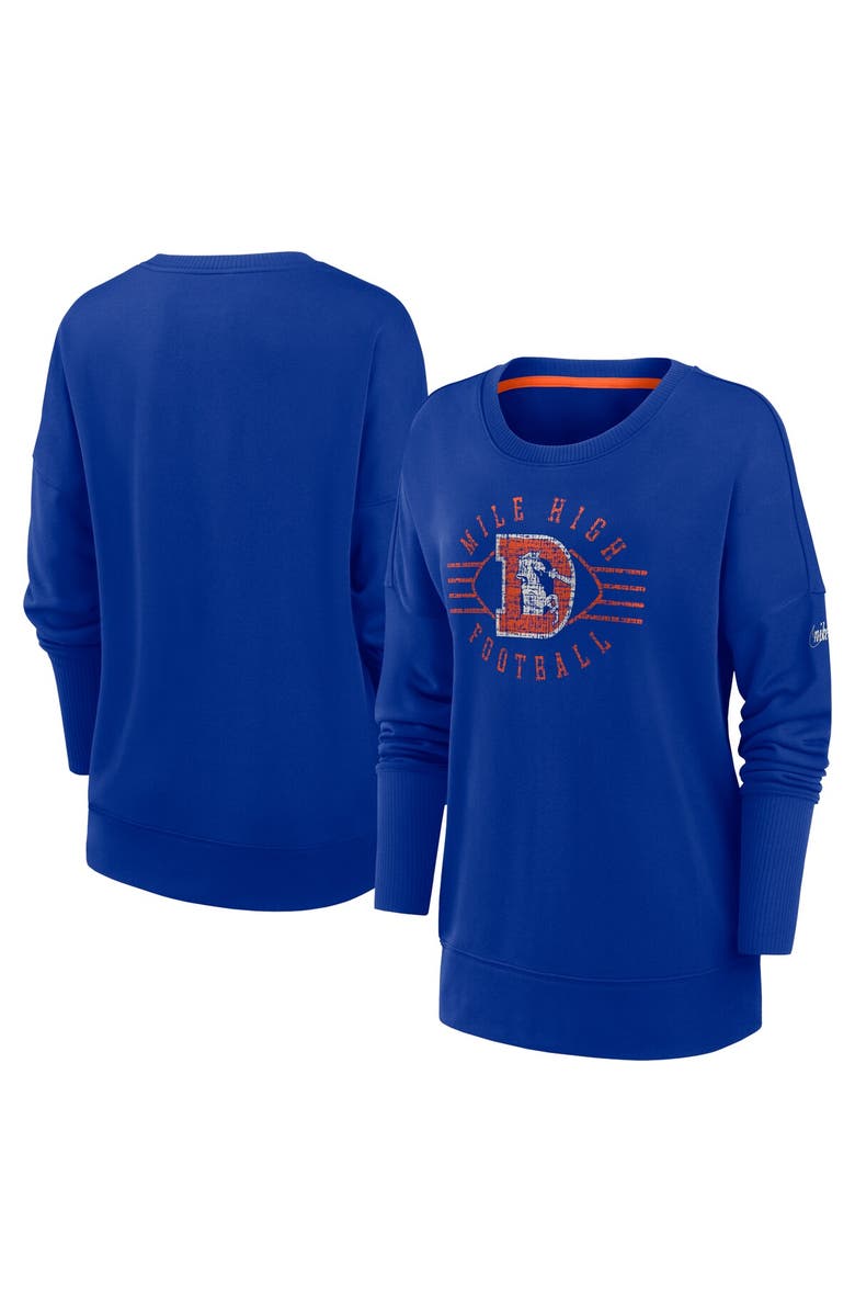 Nike Women's Nike Royal Denver Broncos Rewind Playback Icon Performance Pullover Sweatshirt, Alternate, color, Royal