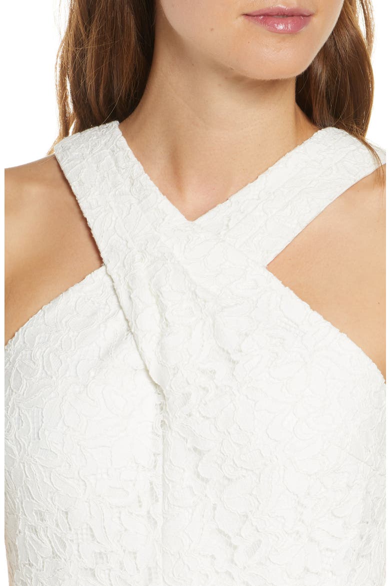 Cayden Cross Neck Lace Jumpsuit, Alternate, color, WHITE