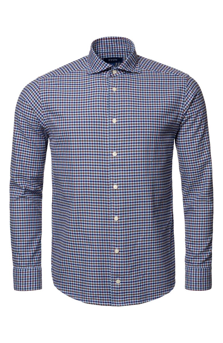 Eton Slim FIt Check Cotton & Lyocell Dress Shirt, Alternate, color, 