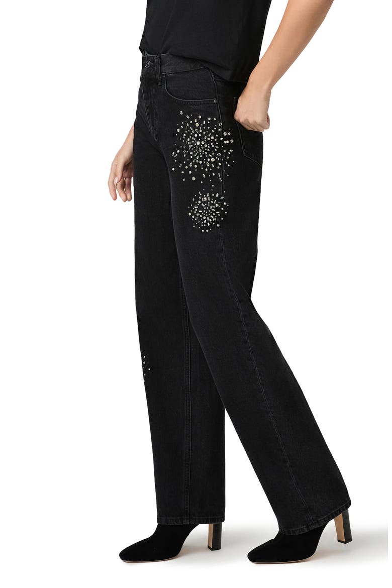 Emilie Embellished High Waist Straight Leg Jeans, Alternate, color, STARRY NIGHT EMBELLISHED