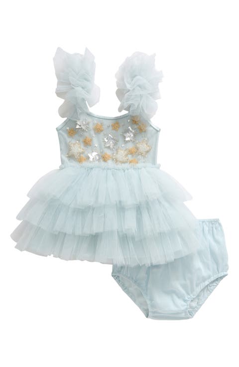 Starry Delight Ruffle Party Dress & Bloomers (Baby)