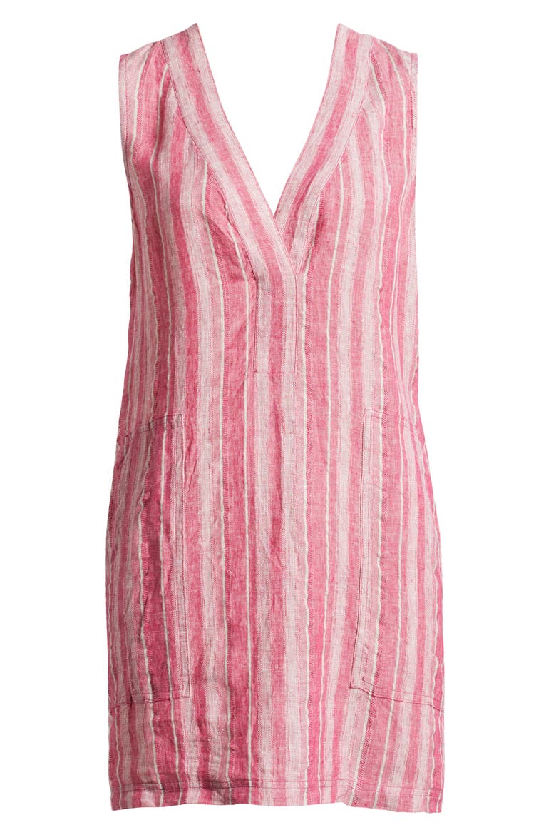 Azure Stripe Sleeveless Linen Blend Minidress, Alternate, color, GRANITA STRIPE