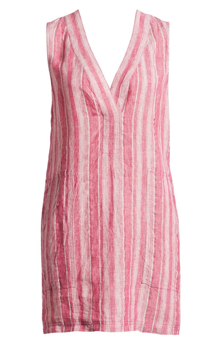 Faherty Azure Stripe Sleeveless Linen Blend Minidress, Alternate, color, Granita Stripe