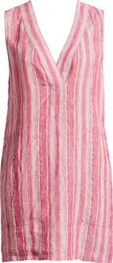 Faherty Azure Stripe Sleeveless Linen Blend Minidress