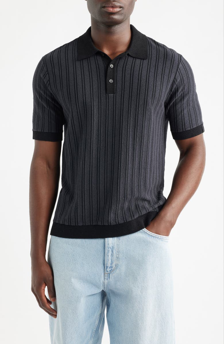 rag & bone Zuma Stripe Terry Cloth Polo, Main, color, Navy
