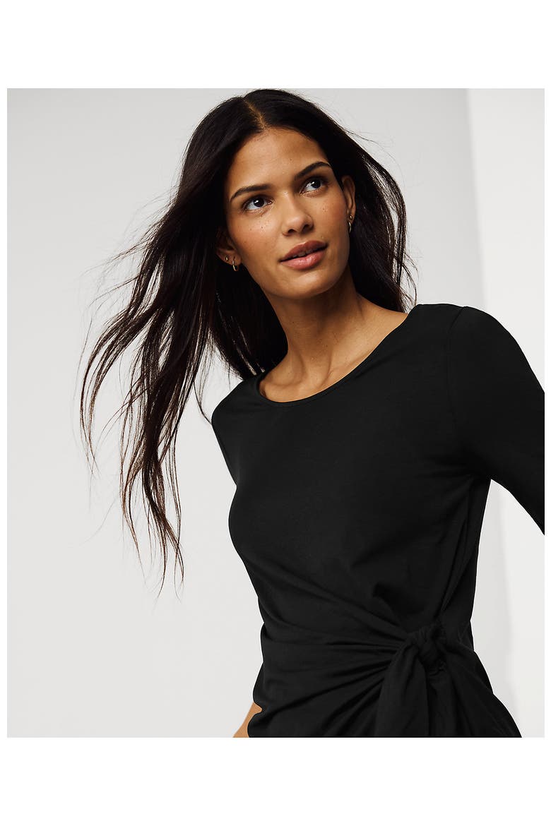 Lightweight Jersey Tie Front Top, Alternate, color, Black