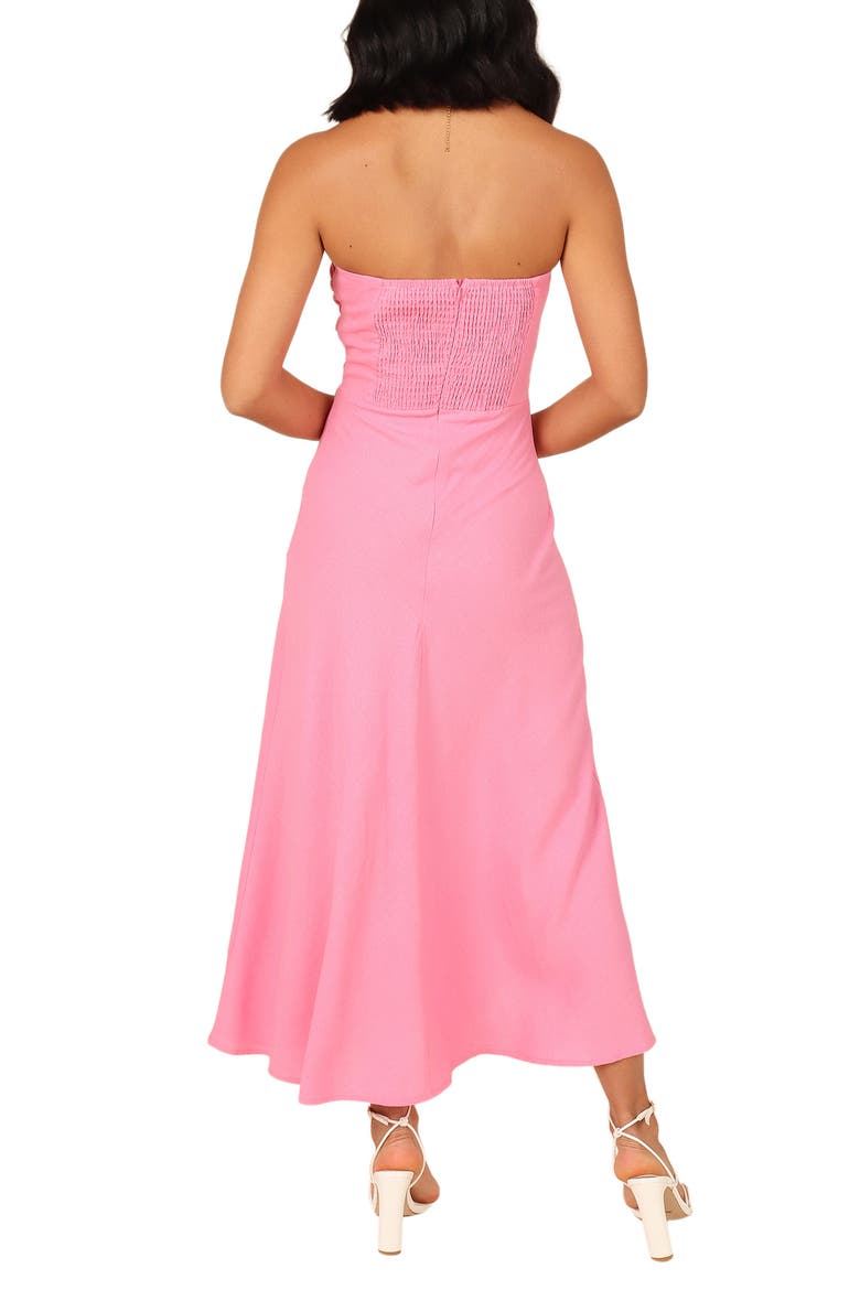 Rosetta Cutout Cotton & Linen Strapless Dress, Alternate, color, PINK