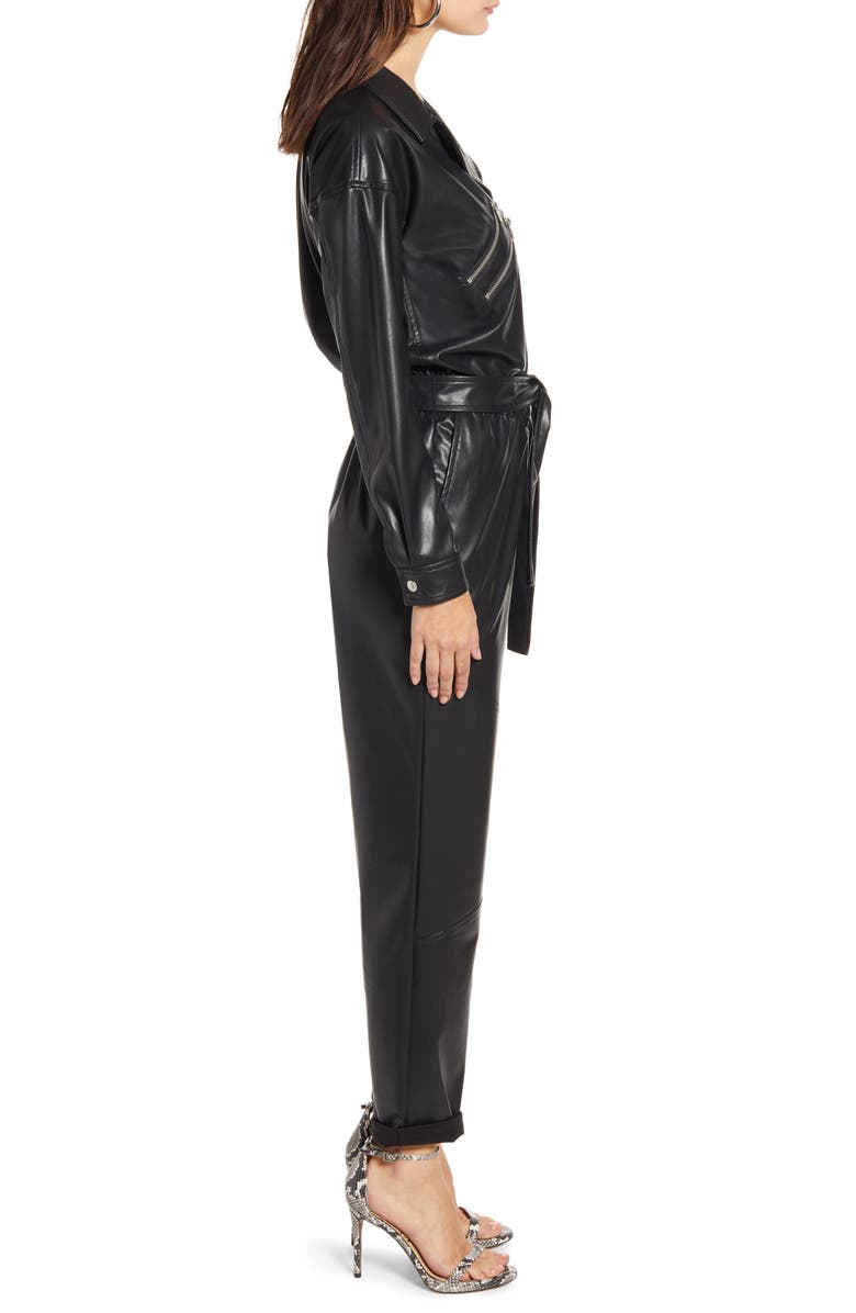 BLANKNYC Faux Leather Long Sleeve Boilersuit, Alternate, color,