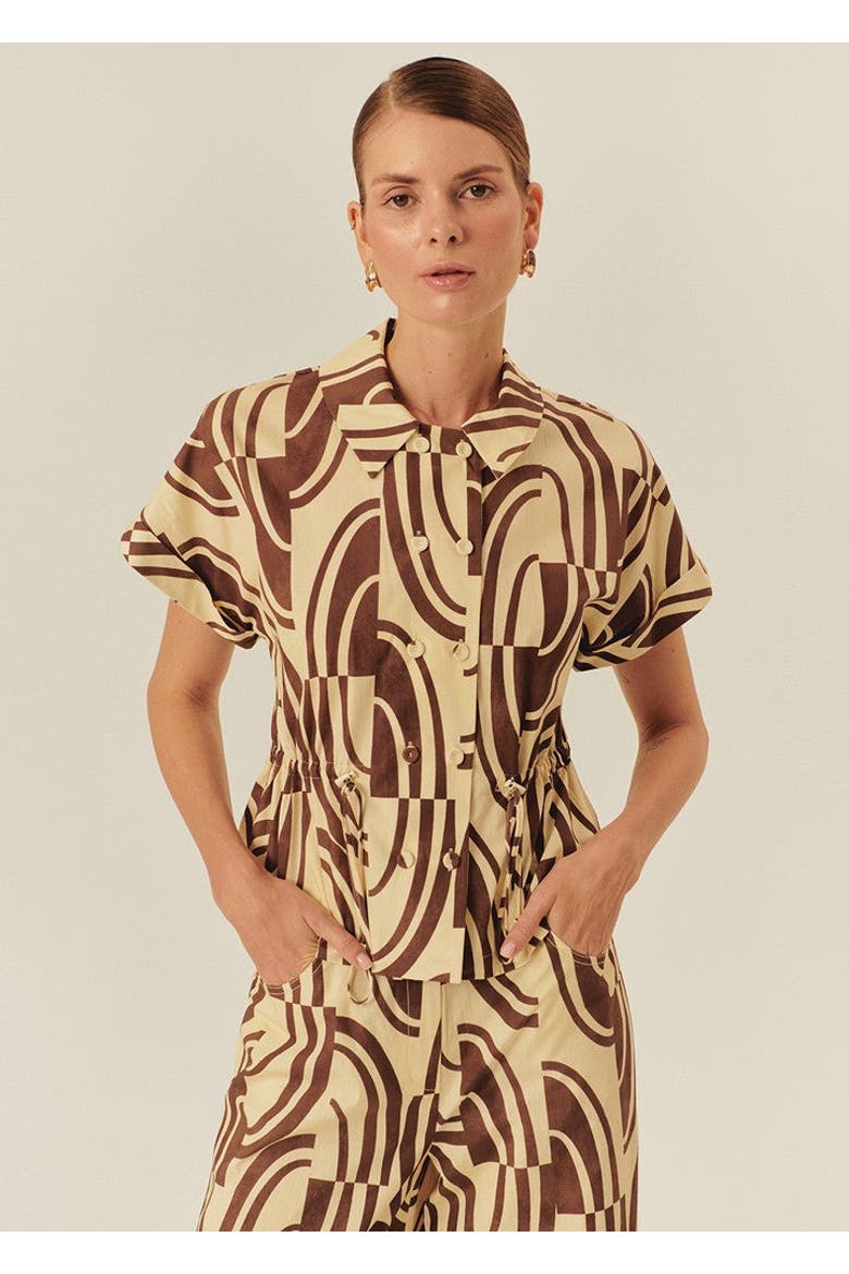 Jocelyn Cotton Shirt, Alternate, color, BROWN