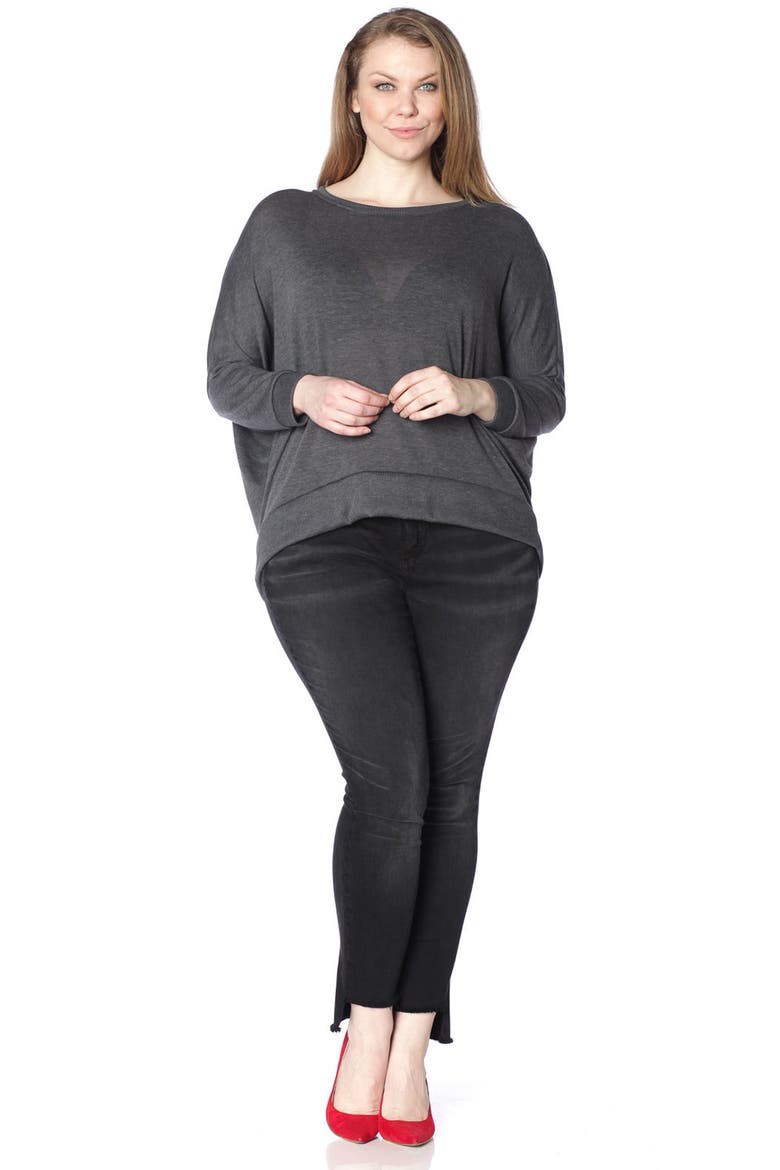 Dolman Sleeve Ribbed Pullover, Alternate, color, HEATHER GREY