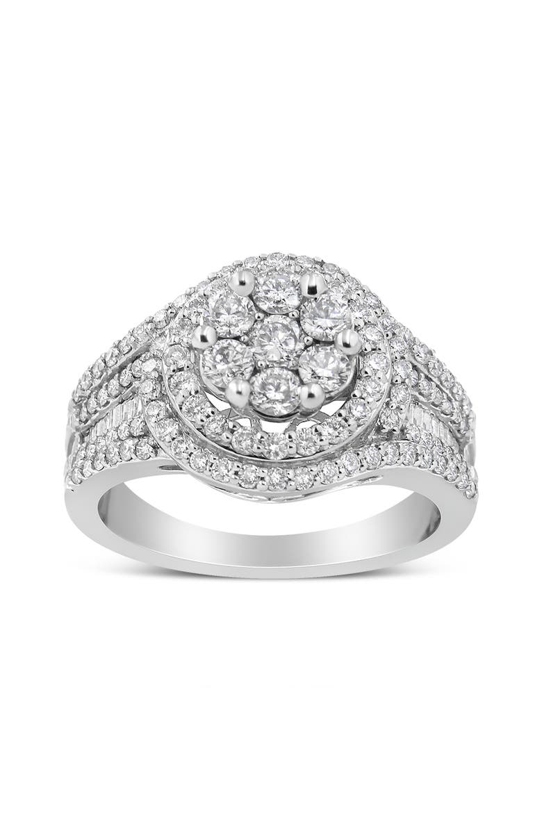 Haus of Brilliance 14K White Gold 1 1/2 Cttw Diamond Floral Cluster Halo Ring, Alternate, color, White