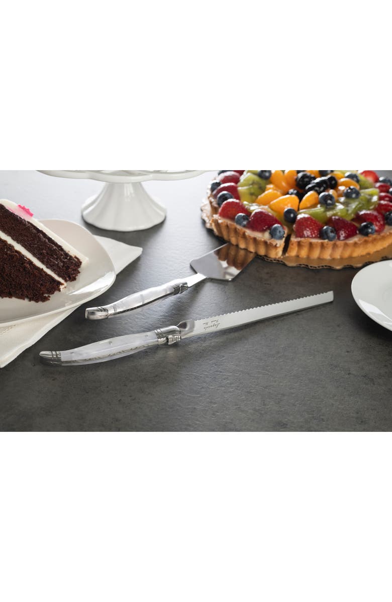 FRENCH HOME 2-Piece Faux Pearl Cake Knife & Server Set, Alternate, color, Pearl White