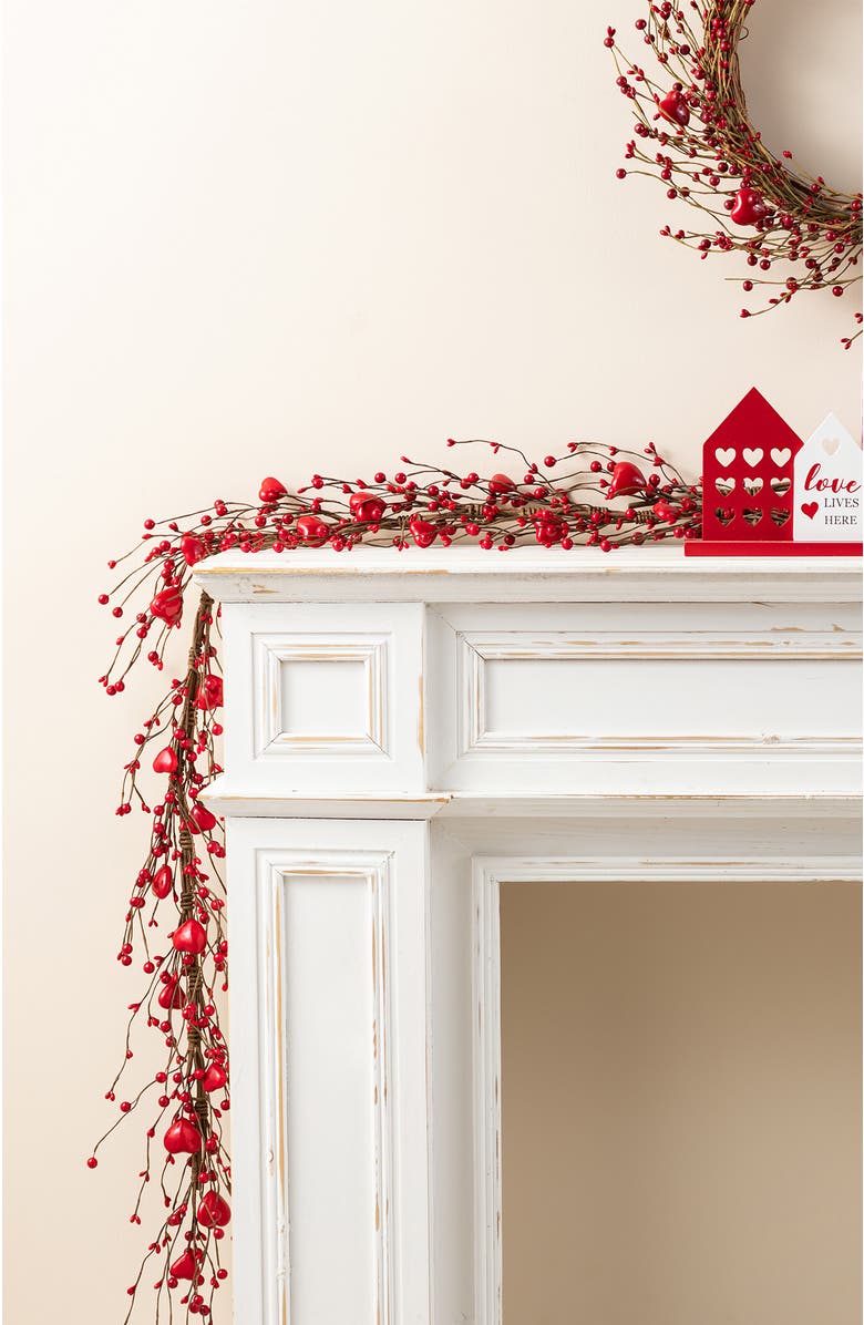 Glitzhome 72"L Valentine
s Red Berry Garland, Alternate, color, Red