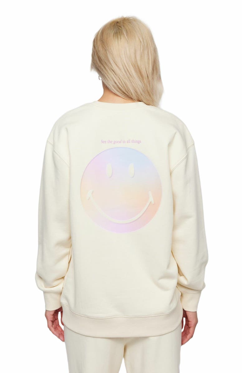 Samii Ryan Smiley Radiate Happiness Crewneck, Main, color, Bone