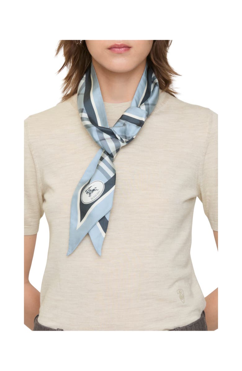 Burberry Skinny Check Silk Scarf, Alternate, color, Bank Blue