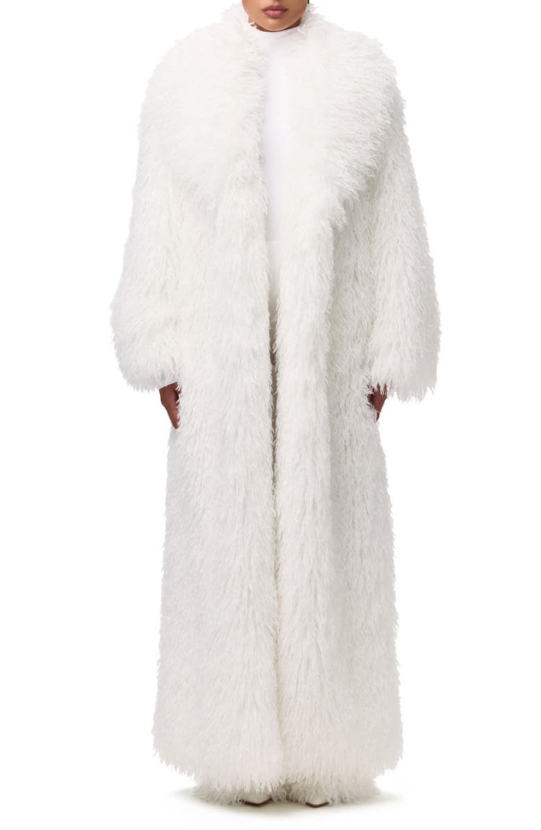 Naked Wardrobe Faux Shearling Coat, Main, color, Ivory