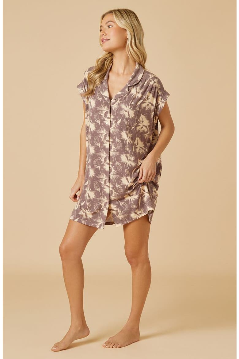 Soft Sleep Caftan Mini Sleepshirt, Alternate, color, Driftwood Floral
