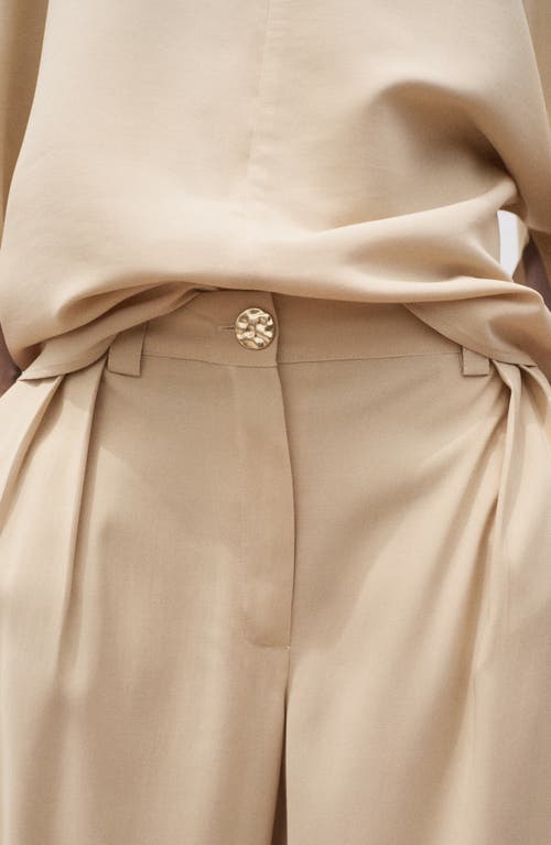 Mango Pleated Straight Leg Ankle Pants In Neutral