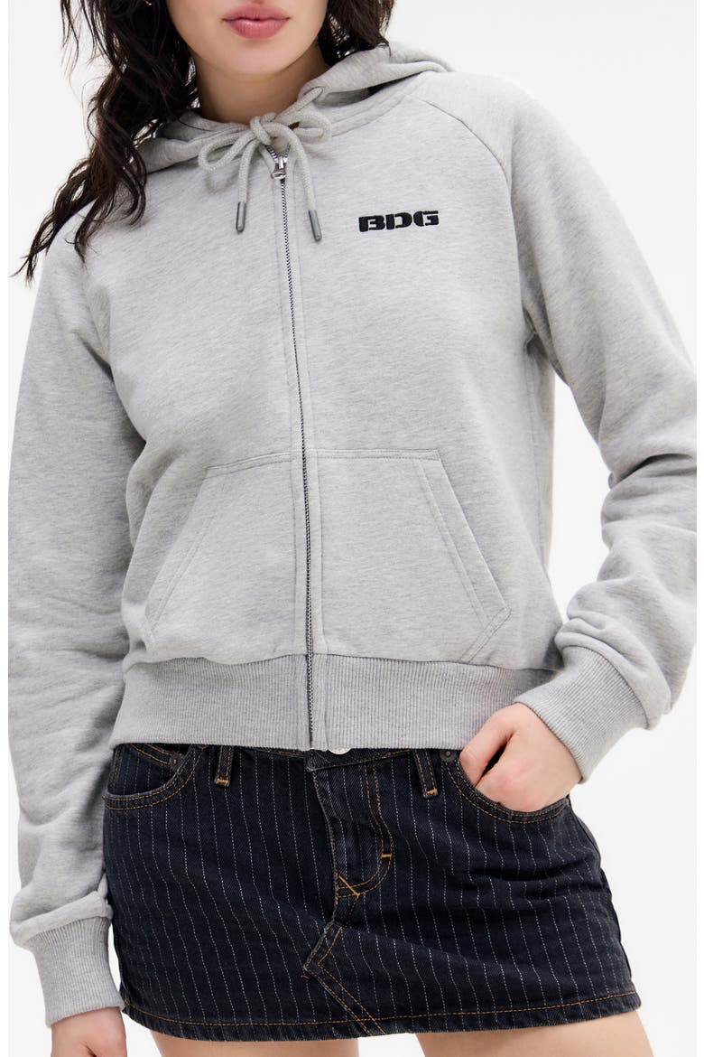 Shrunken Zip Hoodie, Main, color, GREY