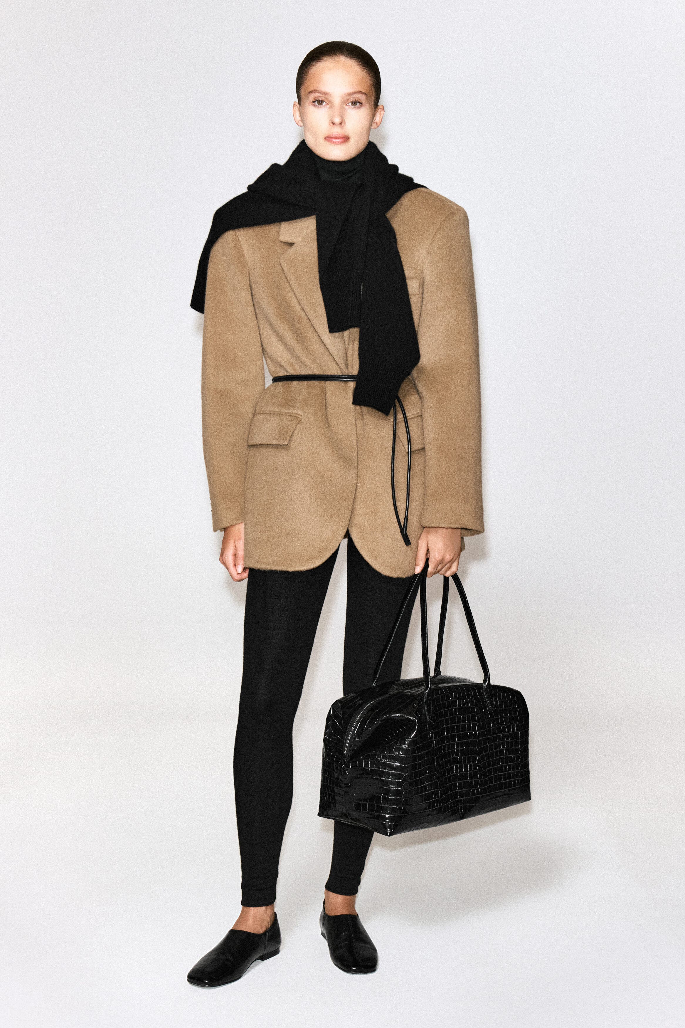 Montmartre Bowling Bag - Croc-effect Leather, Alternate, color, BLACK / CROC EFFECT