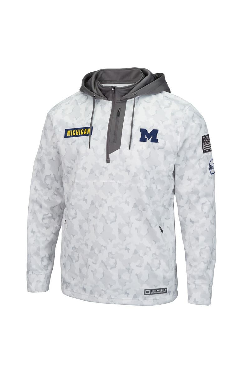 COLOSSEUM Men's Colosseum Arctic Camo Michigan Wolverines OHT Military Appreciation Quarter-Zip Hoodie, Alternate, color, Arctic Camo