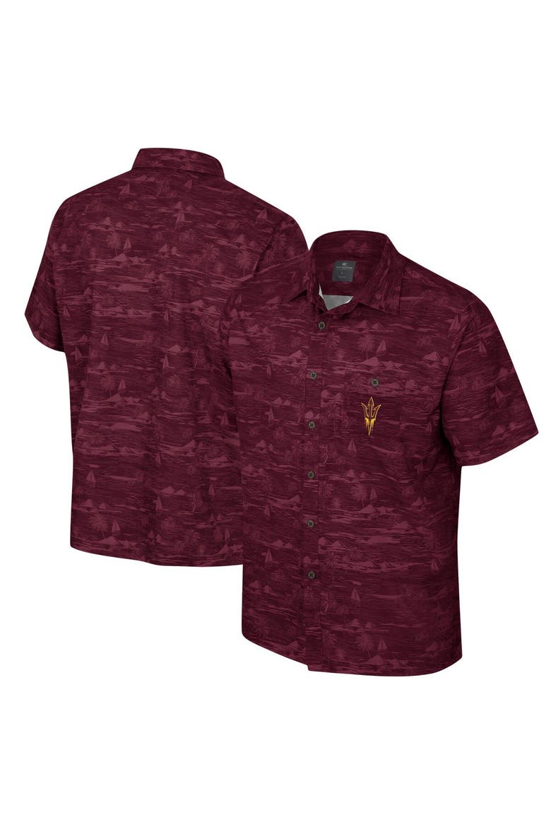 Men's Colosseum Maroon Arizona State Sun Devils Ozark Button-Up Shirt, Main, color, Maroon