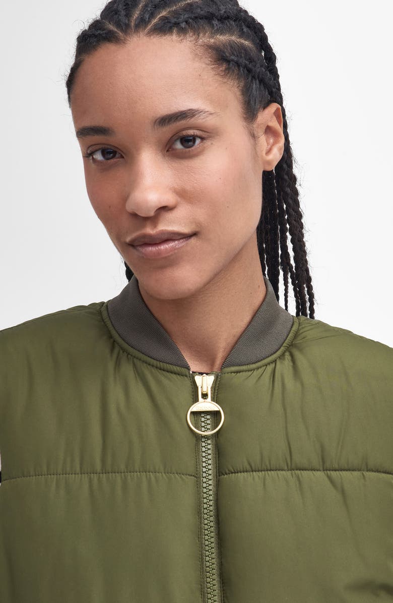 Barbour Fay Puffer Vest, Alternate, color, Dark Moss/ Sand/ Pink