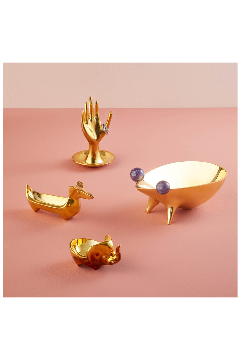 Brass Elephant Decorative Bowl, Alternate, color, Gold