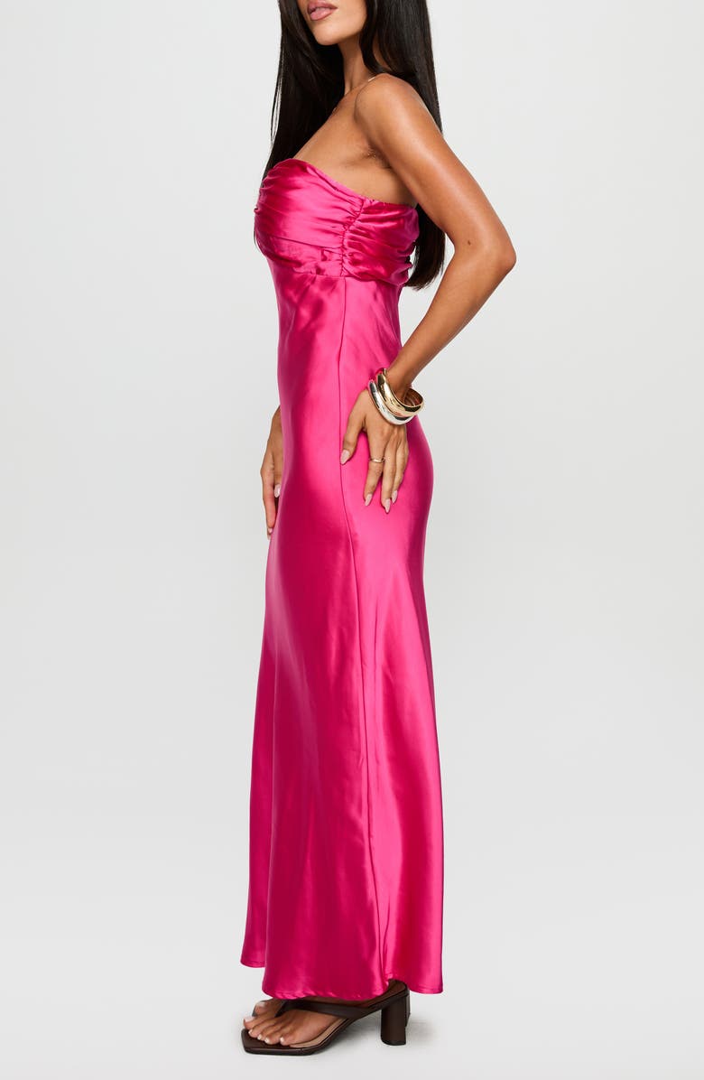 Princess Polly Cyprian Strapless Satin Gown, Alternate, color, Hot Pink