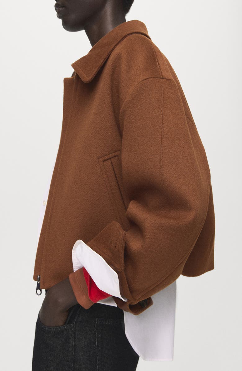 MANGO Zip Front Jacket, Alternate, color, Medium Brown