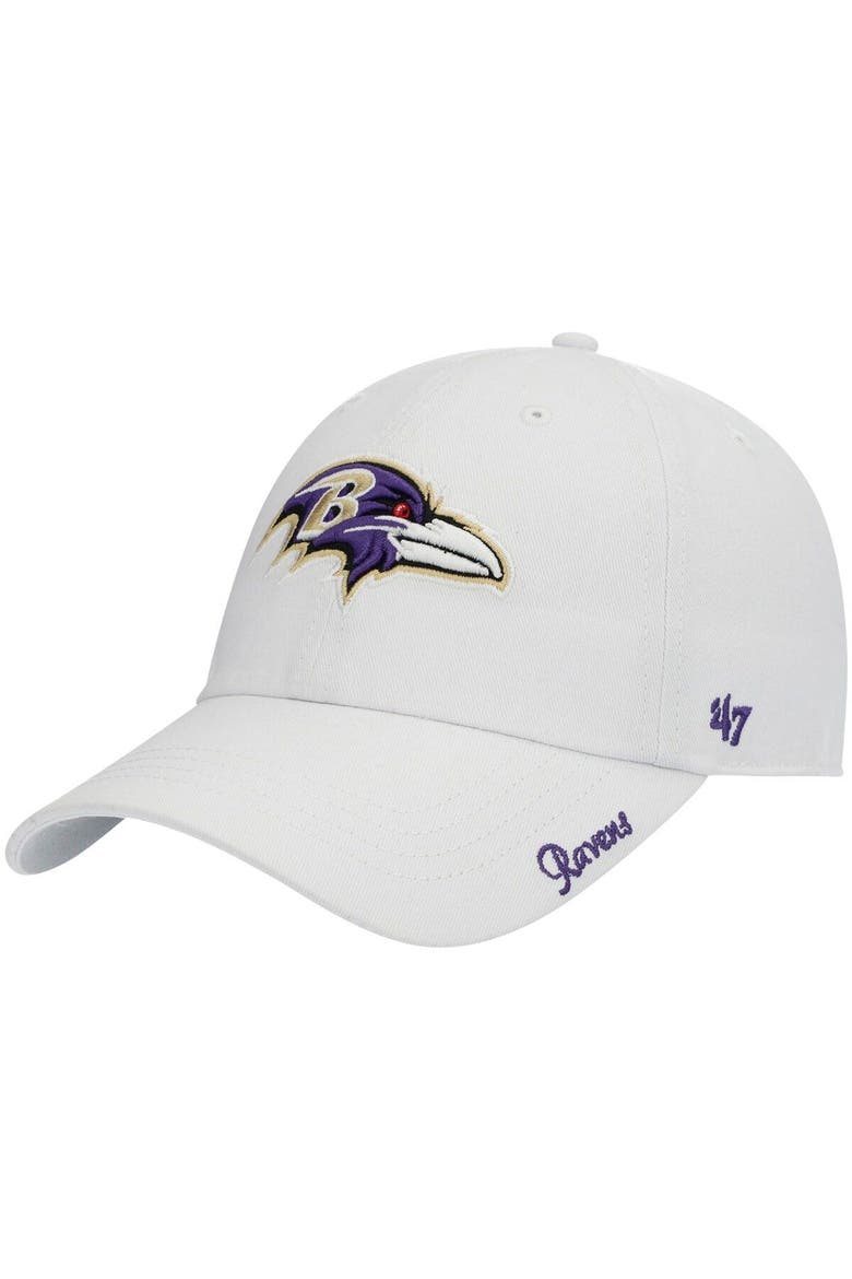 Women's '47 White Baltimore Ravens Miata Clean Up Logo Adjustable Hat, Main, color, White