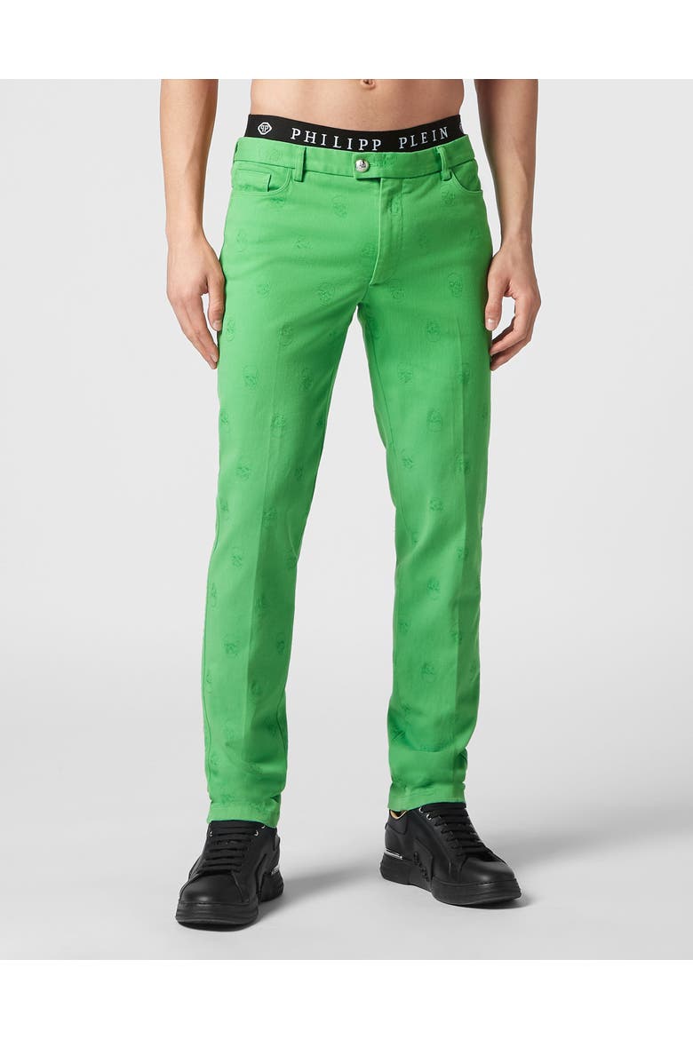 Chinos Trousers Skull Men, Main, color, green