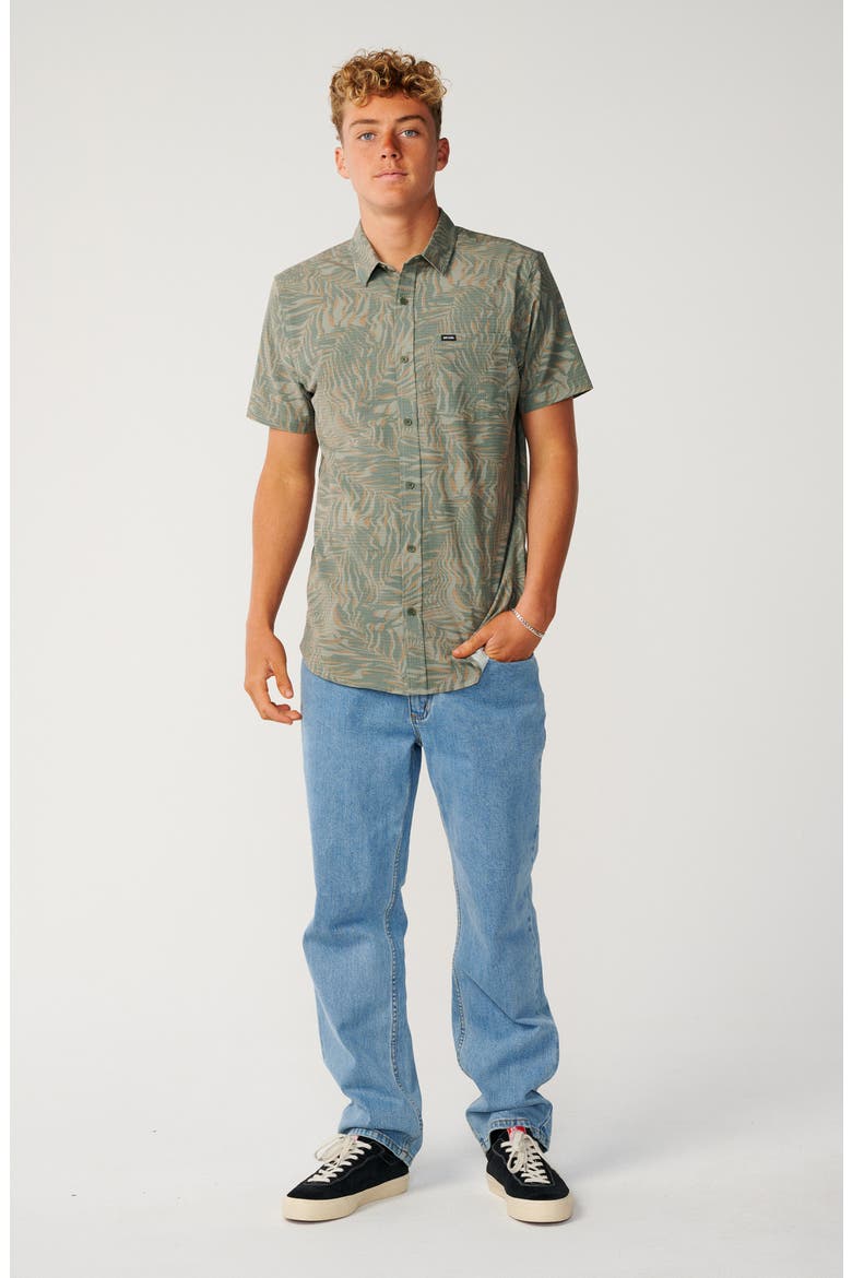 Hawaii Aerotech Short Sleeve Performance Button-Up Shirt, Alternate, color, DARK OLIVE