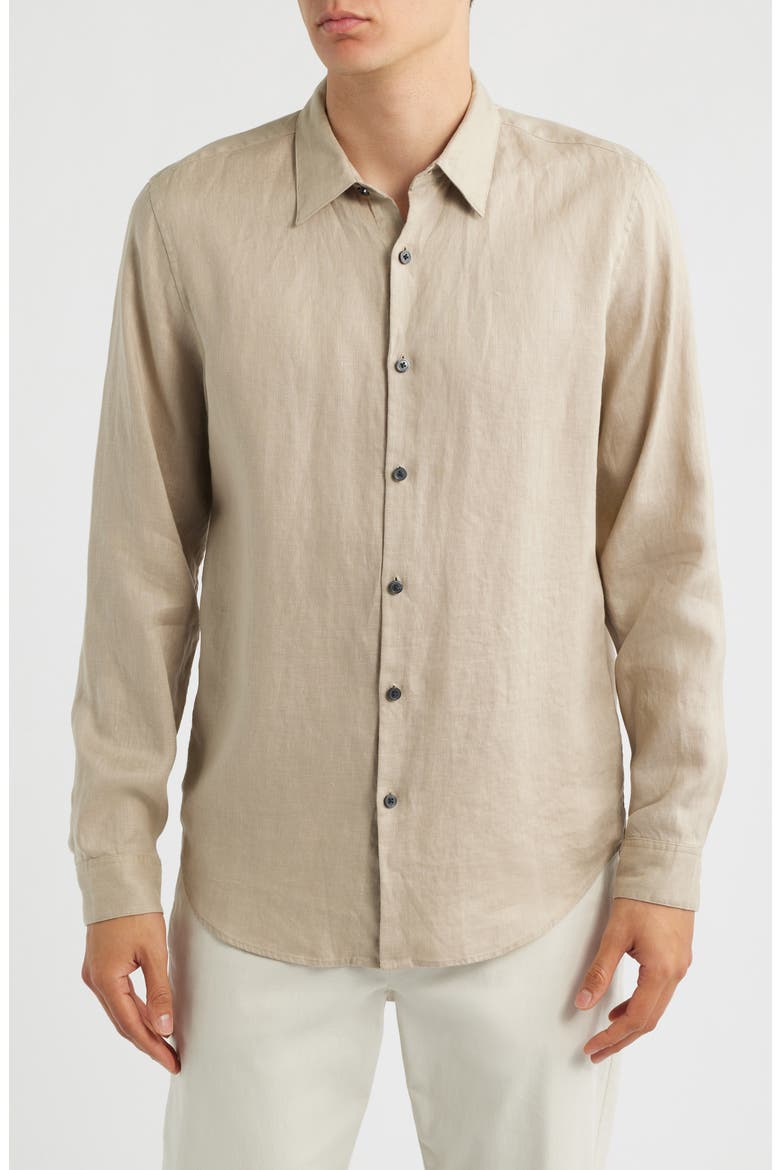 Irving Relaxed Fit Linen Button-Up Shirt, Main, color, HAZELWOOD