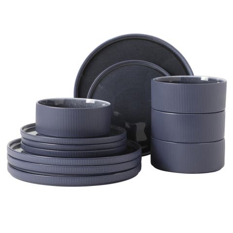 Redrock Canyon 12-Piece New Bone China Plates and Bowls Dinnerware Set
