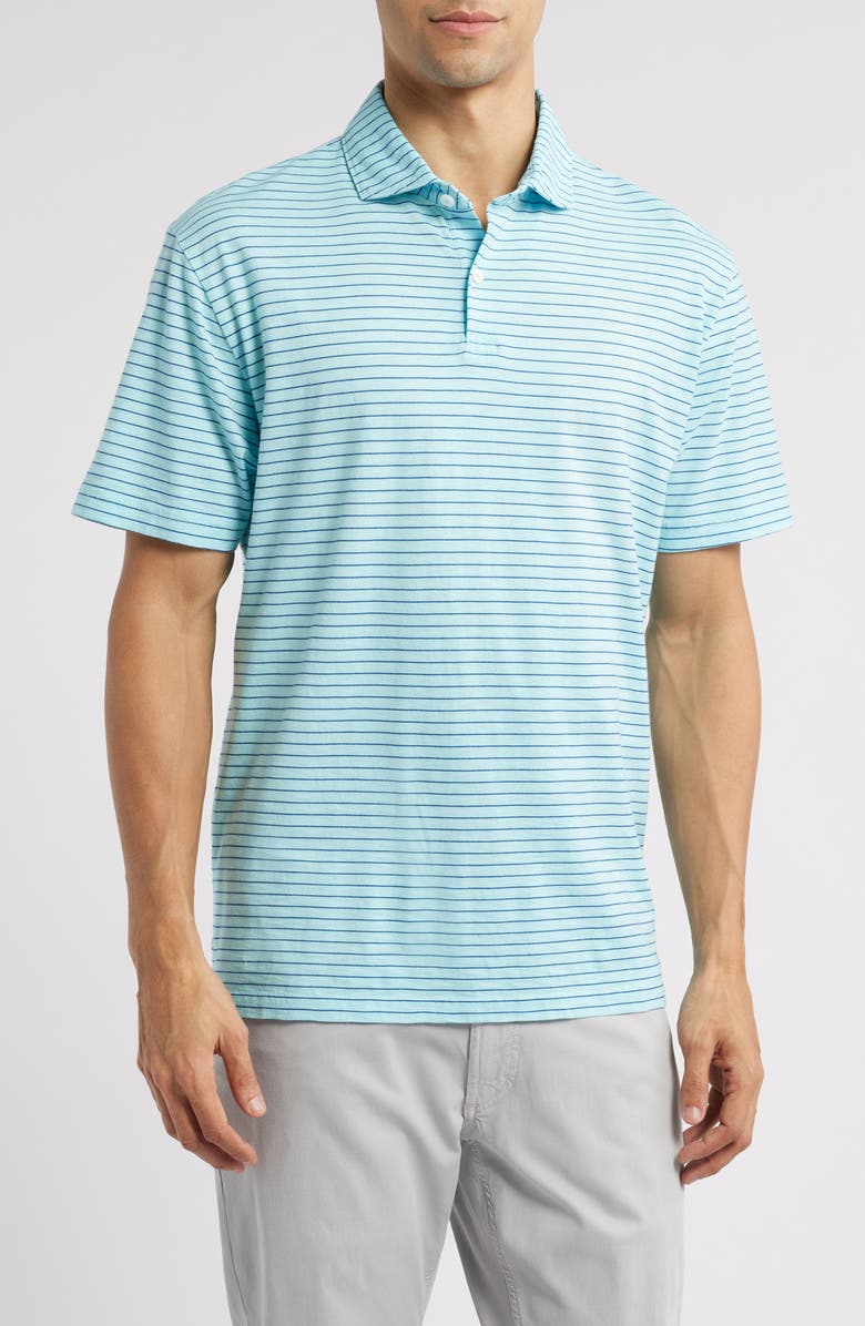 Peter Millar Crown Crafted Stripe Pima Cotton Polo, Main, color, Blue Spruce