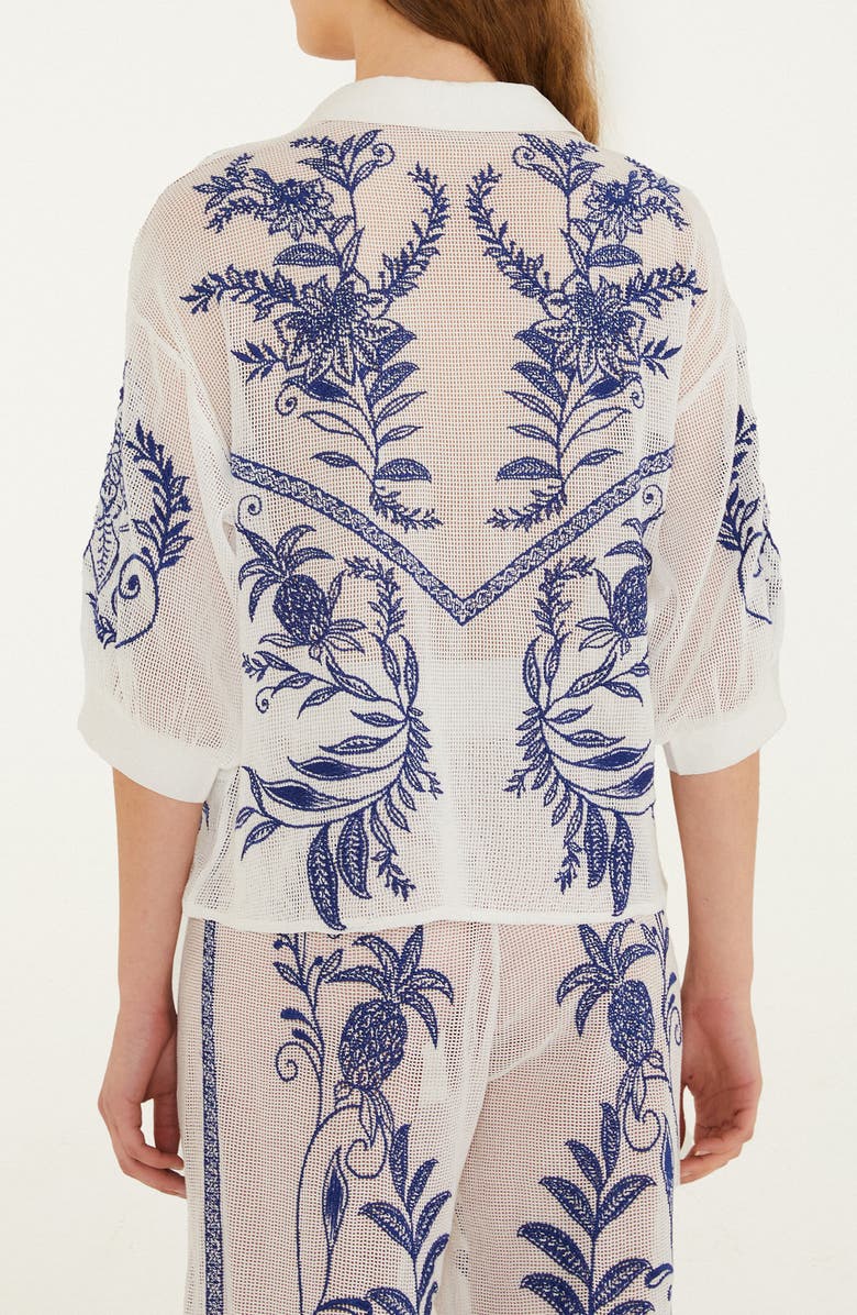 FARM Rio Nina Embroidery Open Stitch Cotton Cover-Up Top, Alternate, color, Nina Embroidery Off-