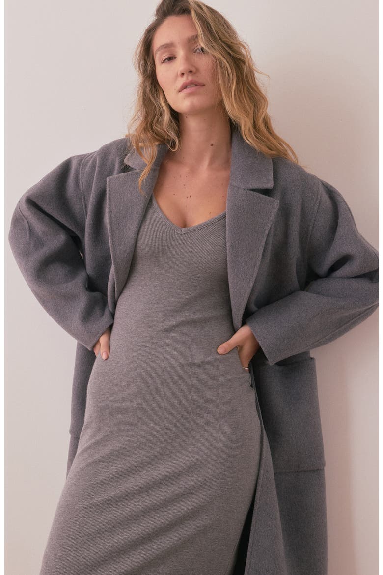 Colette Oversize Double Face Longline Coat, Alternate, color, GREY HEATHER