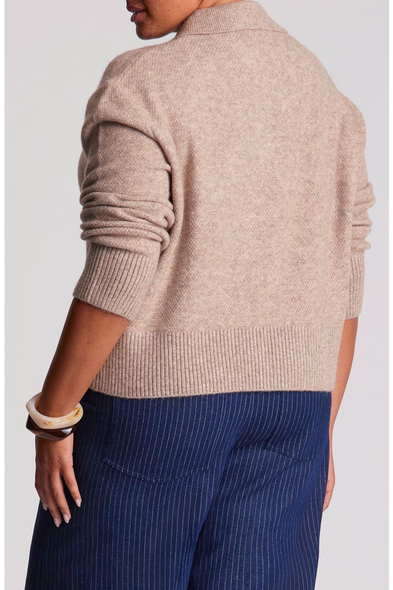 Nellie Knit Johnny Collar Top, Alternate, color, SAND MARLE