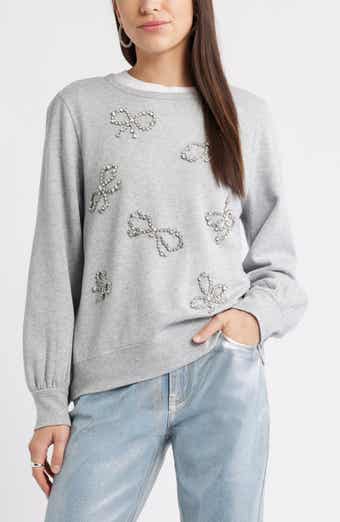 Caslon® Crystal Bow Embellished Sweatshirt