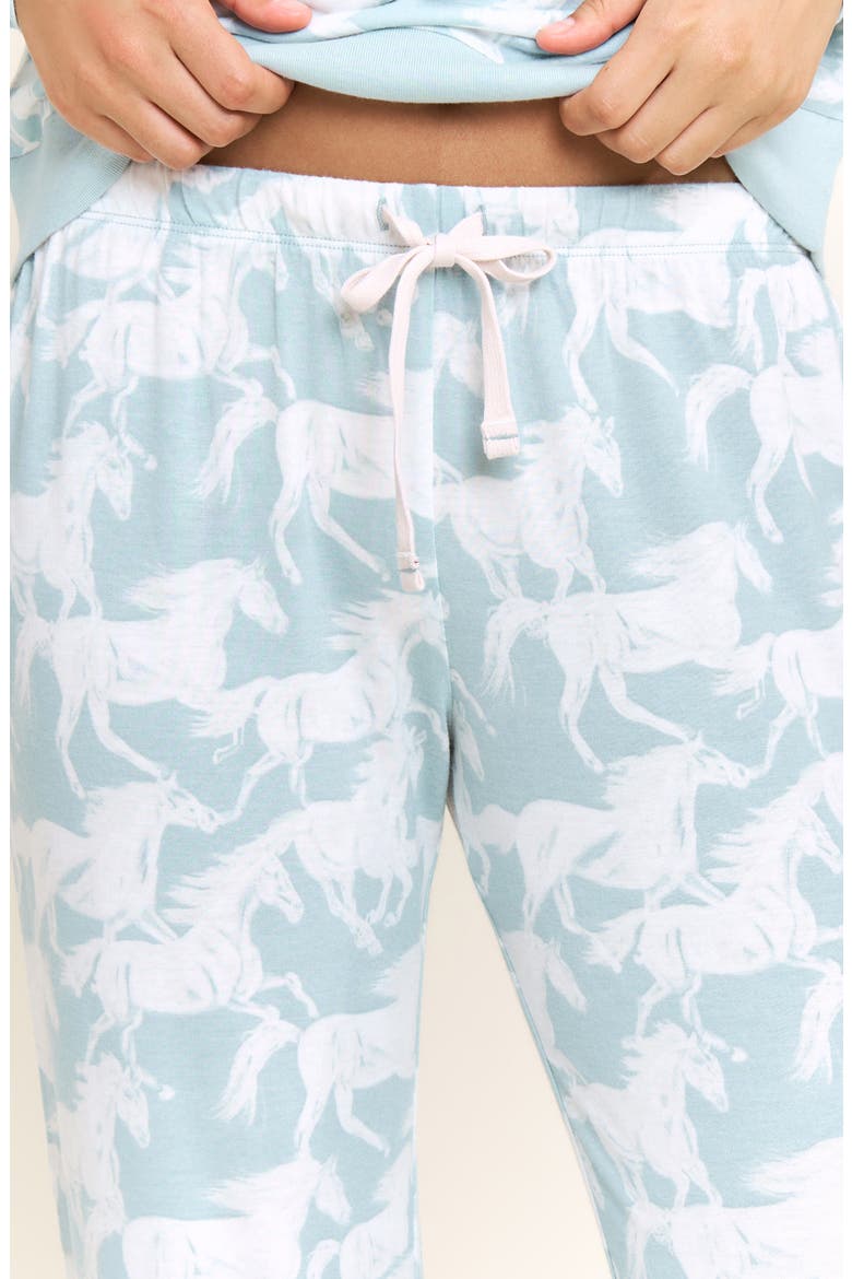 Star Seeker Brushed Jersey Pajamas, Alternate, color, WHISPER MINT HORSES