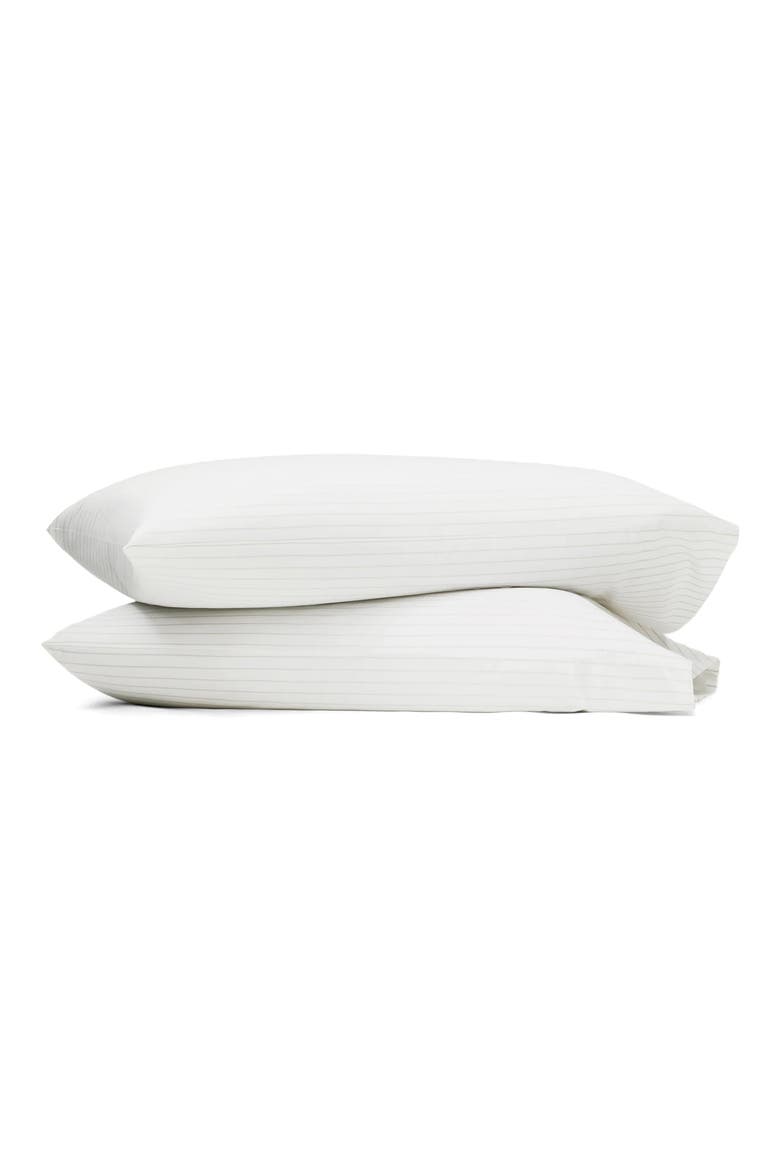 Set of 2 Stripe Percale Hemmed Pillowcases, Main, color, WHITE/ OAK