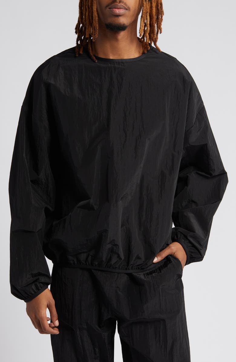 Fear of God Essentials Oversize Nylon Crewneck Pullover, Main, color, 