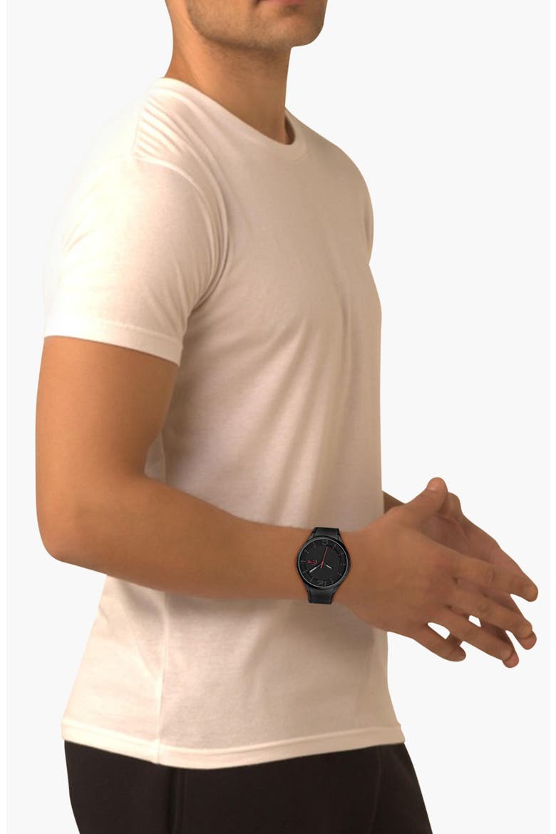 Ollie Silicone Strap Watch, 44mm, Alternate, color, BLACK