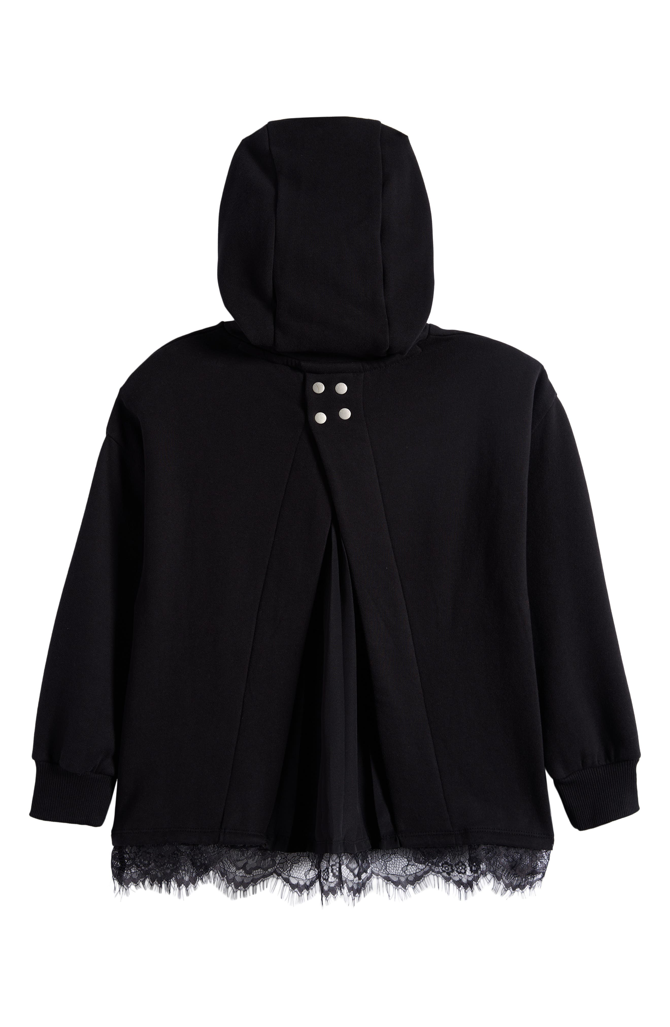 Liten リテンScallop Boa Hoodie / Black 【新品】 smALLSAINTS by ALLSAINTS Kids' Lace Trim Split Back Cotton Blend