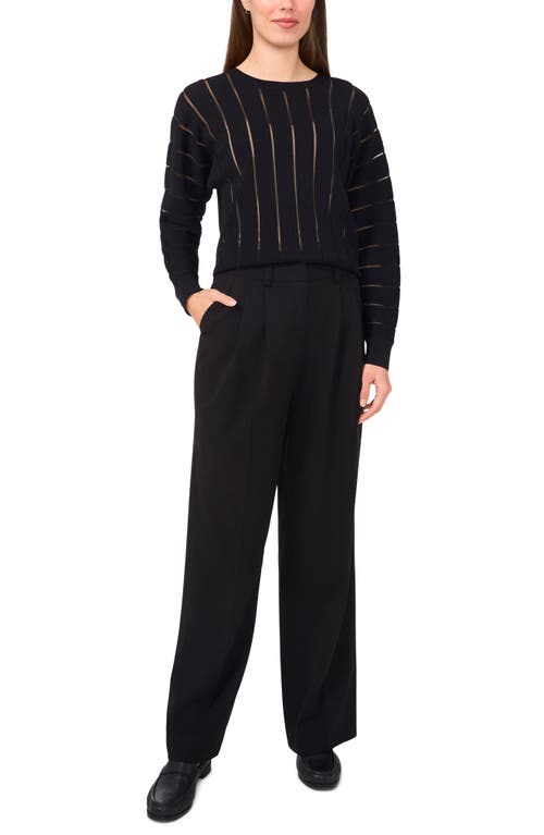 Halogenr Halogen(r) Sheer Stripe Sweater In Rich Black