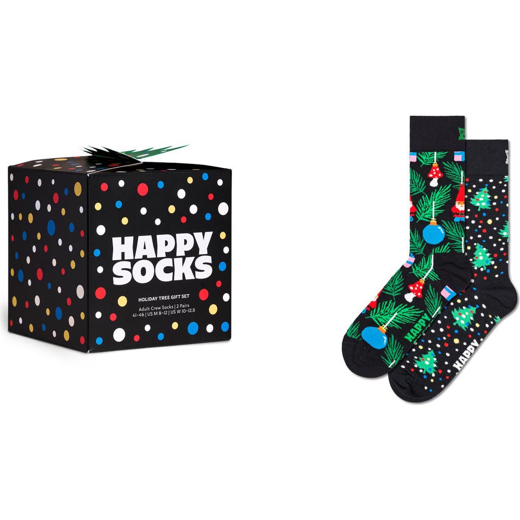 Happy Socks Assorted 2-Pack Holiday Crew Socks Gift Set in Black  product