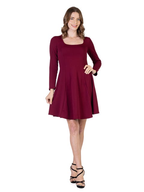 Long Sleeve Knee Length Skater Dress