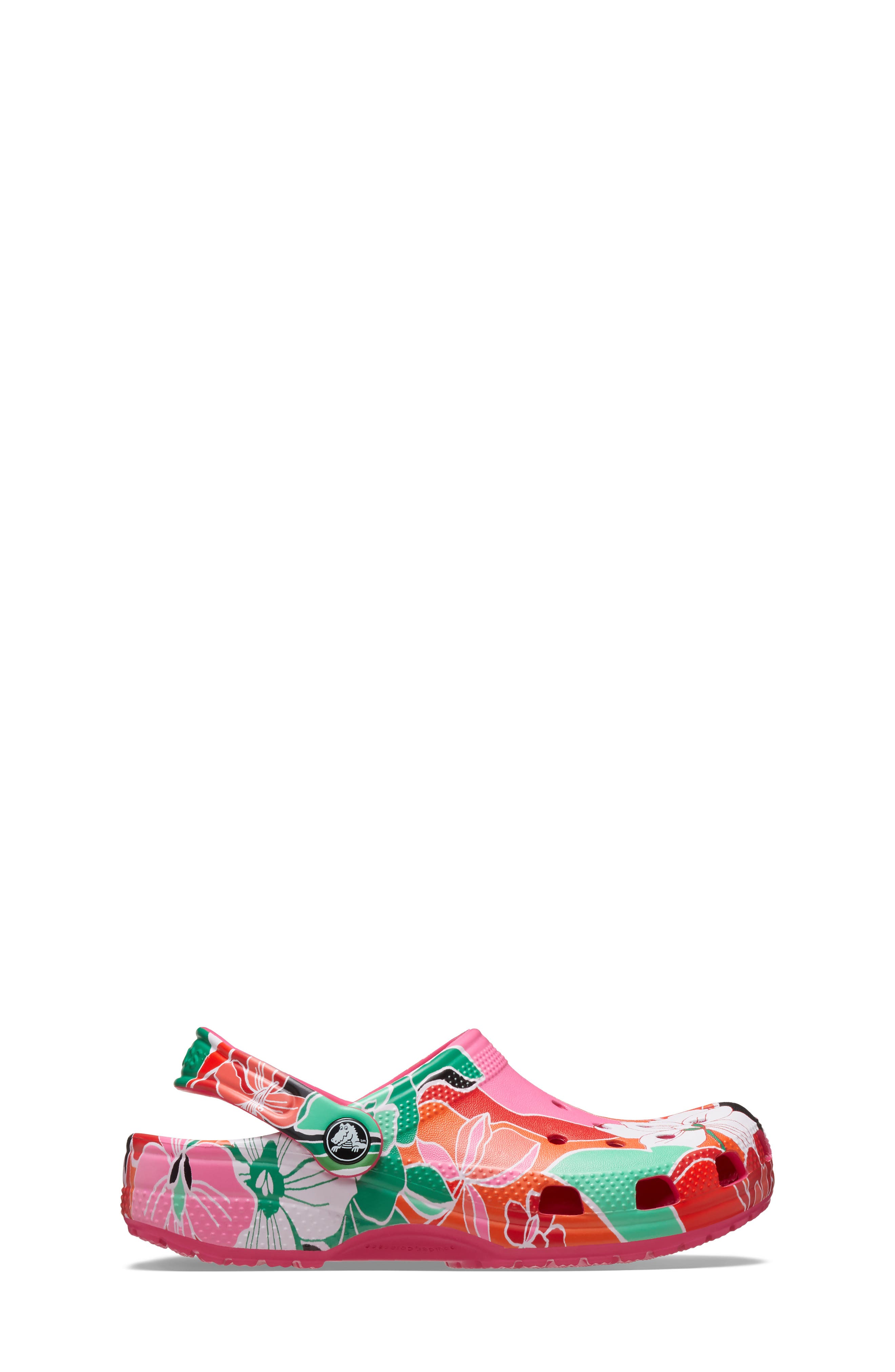 CROCS Kids' Woodcut Floral Print Clog in Dragon Fruit 