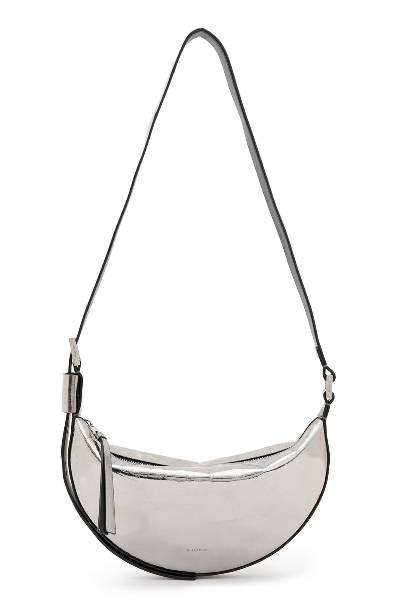 AllSaints Half Moon Leather Crossbody Bag